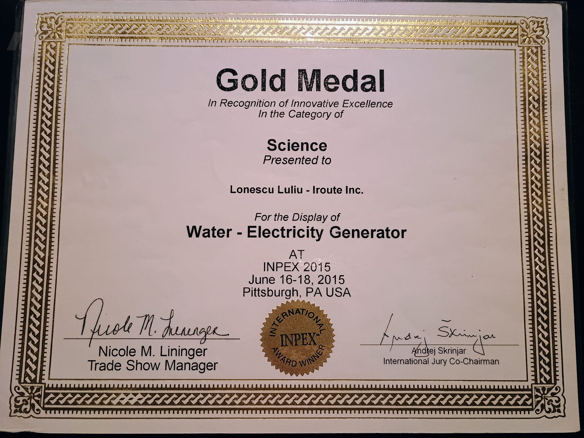 Gold Medal – Pittsburgh 2015